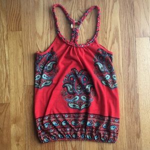 Deep orange halter top with paisley prints